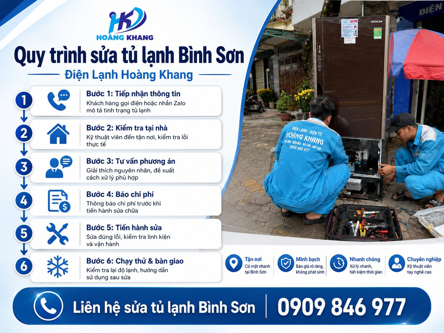 Quy trình sửa tủ lạnh tại nhà ở Bình Sơn
